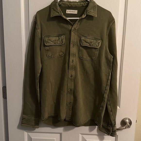 Lucky Brand Other - Lucky Brand Long Sleeve Utility Shirt Size S Button-Up Army Green French Terry